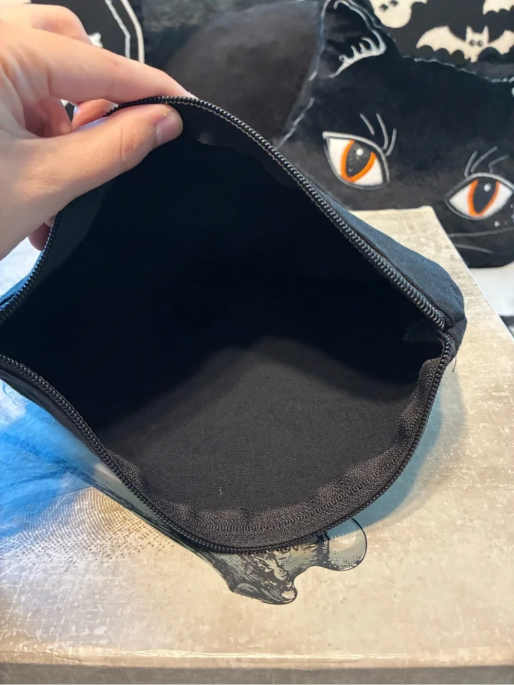 NEW Gothic Upcycled Black Make-up Bag Death Moth Design Kill Star Lipstick NWT